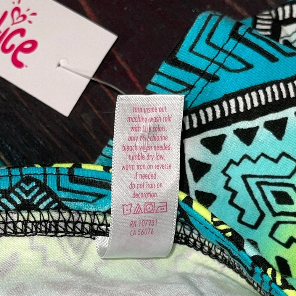 Spaghetti straps summer dress Justice Neon geometric‎ pattern dress size 18/20
